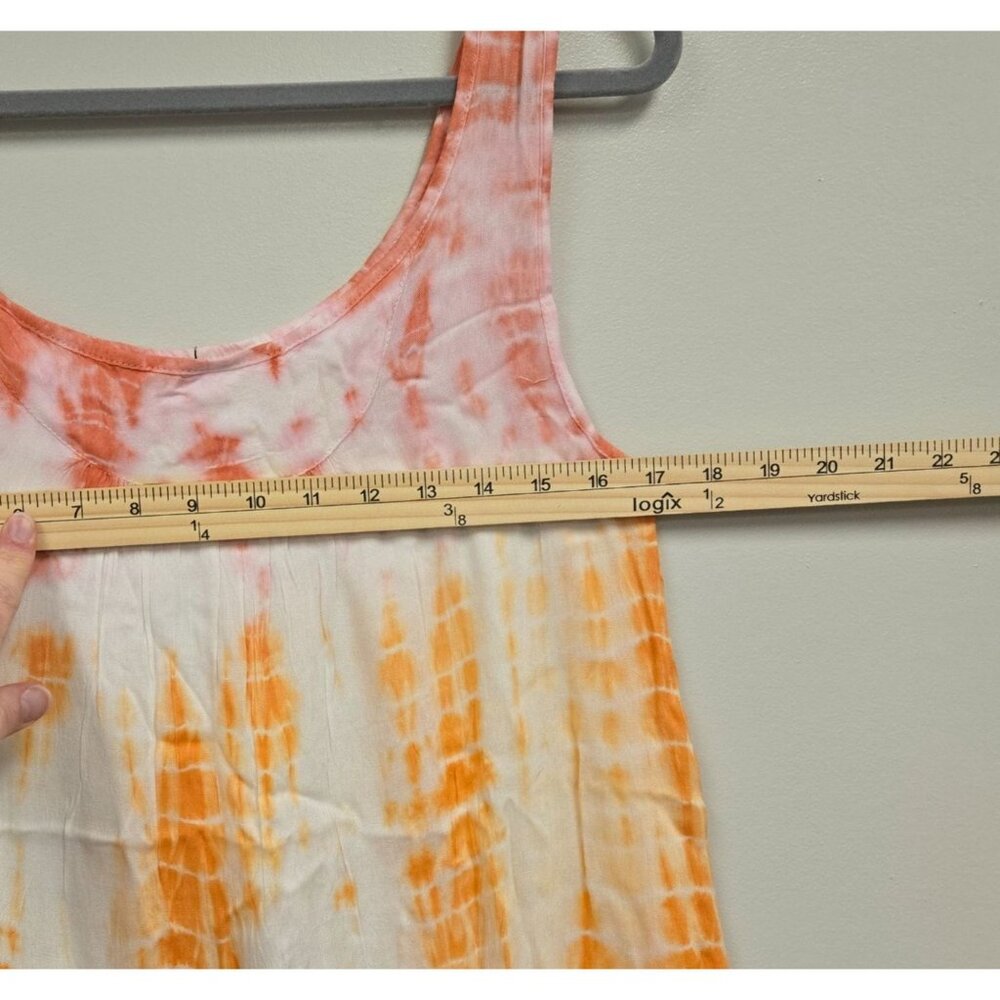 Raviya Tie-Dye Sleeveless Maxi Dress M Rayon Orange White Boho Style Beachy Vaca - Picture 3 of 8